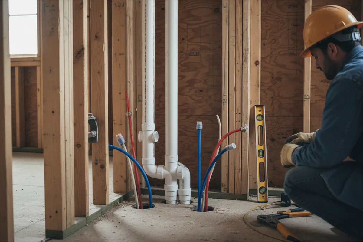 Drain and supply rough-in during Leak Detection in Fox Island